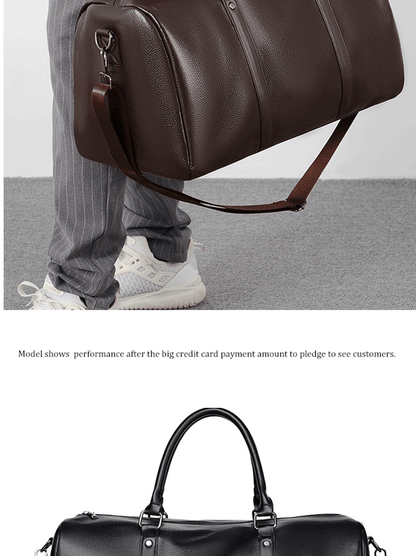 Retro Short Trip Bag – Large Capacity Sports, Motorcycle, and Training PU Waterproof Leisure Fitness Bag