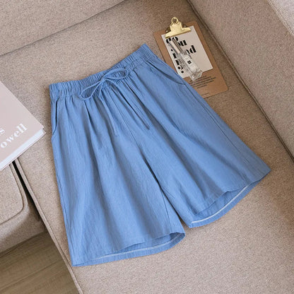 2026 Women's Cotton Summer Shorts - High Waist Loose Fit Casual Shorts with Pockets