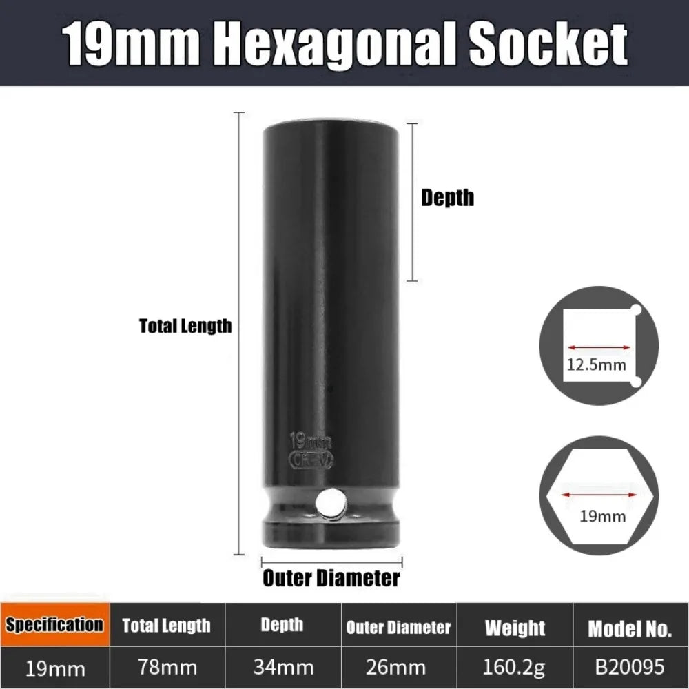 1/2-Inch Drive Impact Socket Set - 10-Piece 6-Point Metric Carbon Steel Sockets with Storage Case