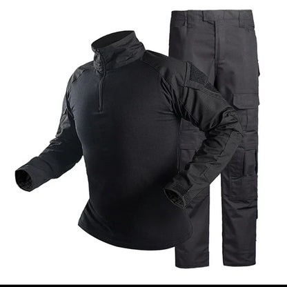 Men’s Camo Tactical Uniform Set | Ripstop Airsoft Suit with Multi-Pocket Pants & Training Shirt for Hunting or Paintball
