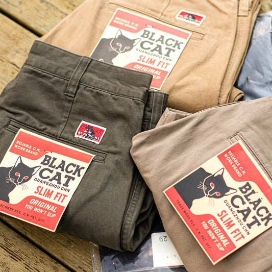100% Cotton Heavyweight Men's Workwear Pants - Retro Slim Straight Casual Trousers