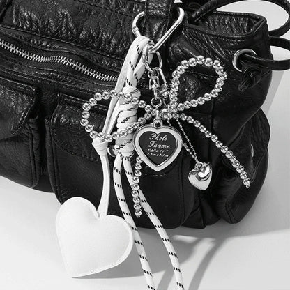 Bow Bag Keychain - Heart Charm Phone Strap Braided Pendant