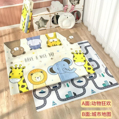 Foldable Children’s Play Mat – XPE Foam Baby Blanket, Soft Crawling Floor Pad, Activity Rug with Carry Bag