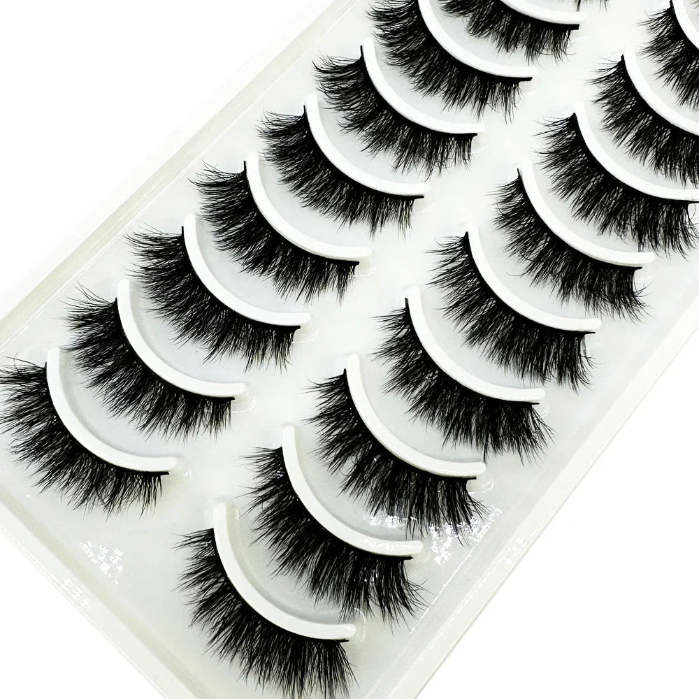 5/10 Pairs 3D Mink False Eyelashes – Wispy Handcrafted Full Strip Short Natural Lashes for Makeup
