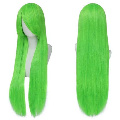 80cm Long Cosplay Wig - Synthetic Straight Hair with Bangs for Lolita Anime Costume Party Styling