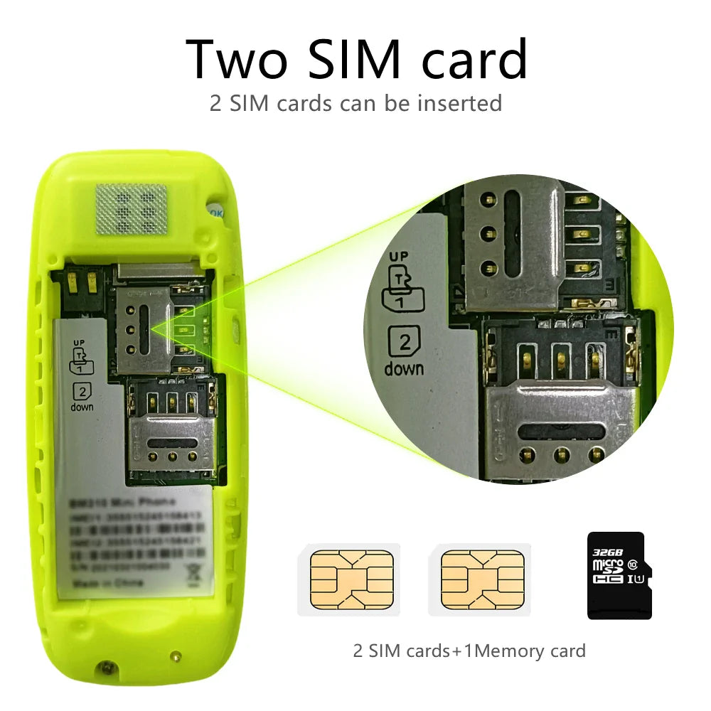 BM310 Small Mobile Phone | Unlocked Dual SIM, Bluetooth, Low Radiation, Automatic Call Recording & Compact Design
