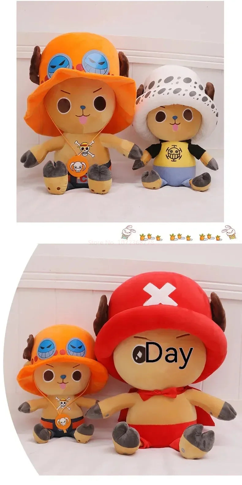 One-Piece Anime Plush — Monkey D. Luffy & Tony Chopper Stuffed Doll, 35–70cm, Sleeping Pillow Toy Gift