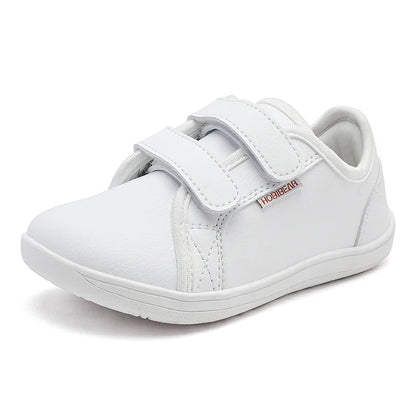 HOBIBEAR Kids Barefoot Shoes – Wide Toe Minimalist Lightweight Sneakers with Hook & Loop Artificial Leather for Boys and Girls