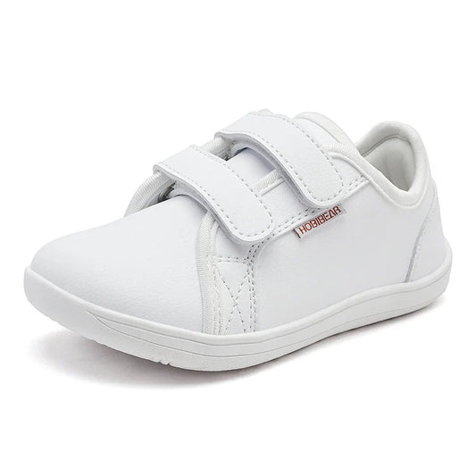 HOBIBEAR Kids Barefoot Shoes – Wide Toe Minimalist Lightweight Sneakers with Hook & Loop Artificial Leather for Boys and Girls