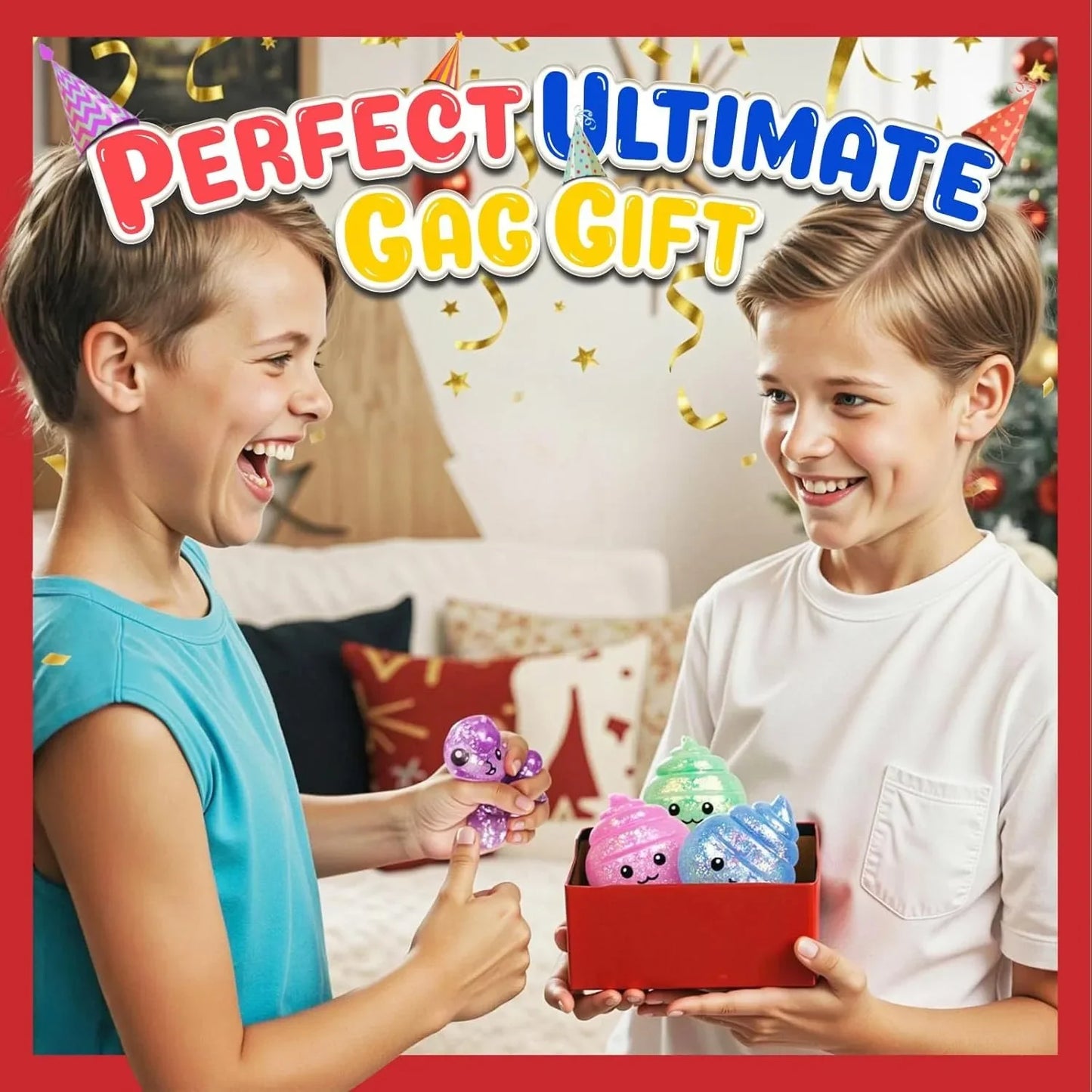 Novelty Squishy Poo Stress Ball – Glitter Fidget Toy for Kids & Adults, Funny Prank Gift