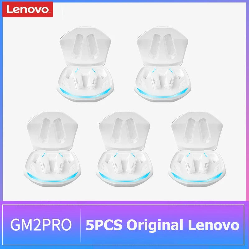 5PCS Original Lenovo GM2 Pro TWS Wireless Earphones – Bluetooth 5.3 HD Earbuds with Mic, Touch Control Sports Headphones