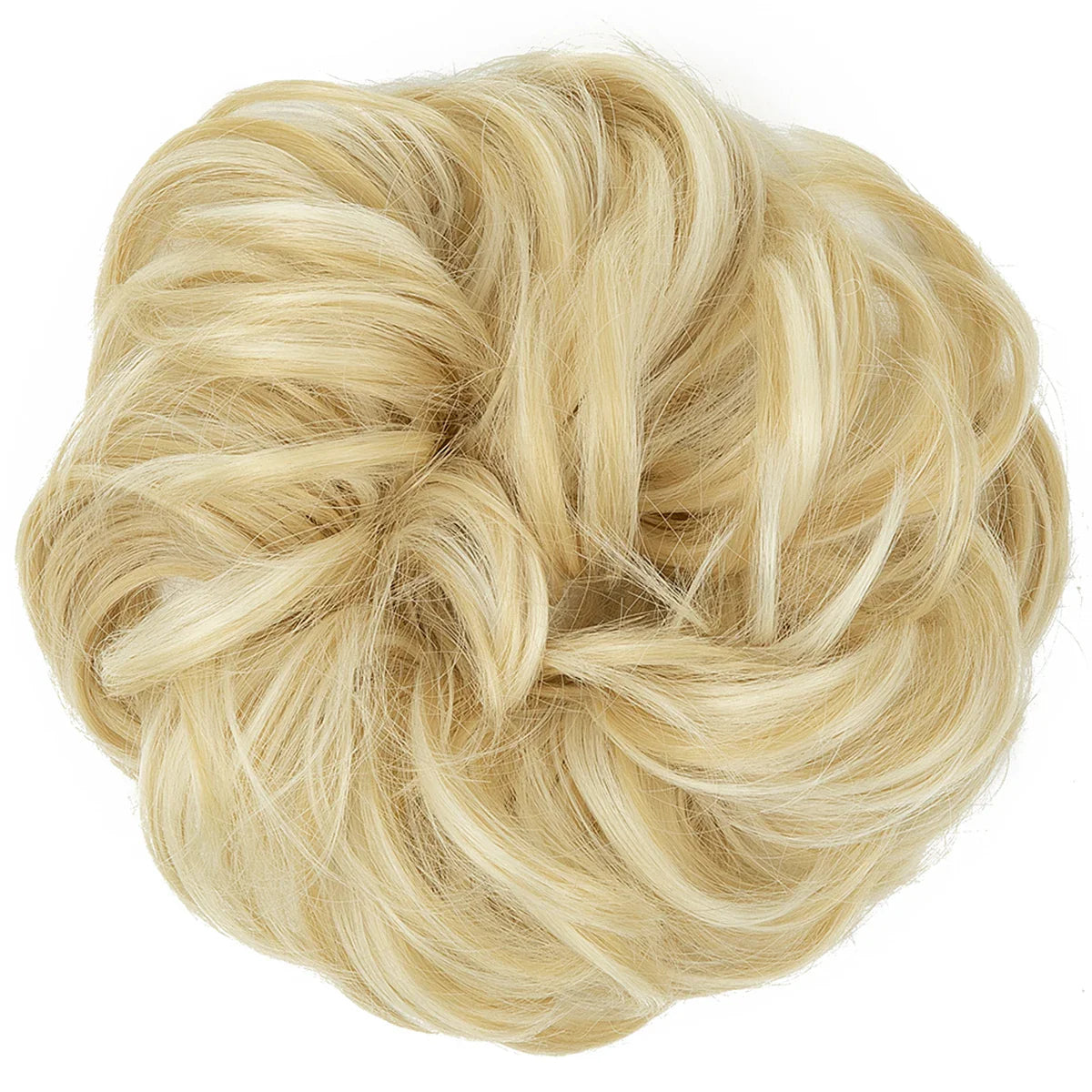 Synthetic Messy Hairpiece Chignon Scrunchie – Blonde & Brown Donut Bun for Women, Elastic Daily Use Hair Extension H9