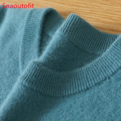 Men's Pure Mink Cashmere Sweater - O-Neck Long Sleeve Knit Pullover Autumn Winter Luxury Top