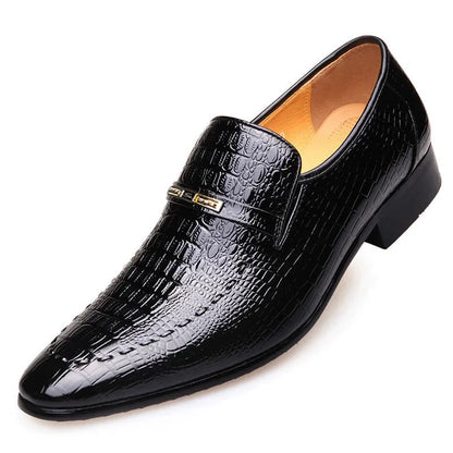 Men’s Luxury Patterned PU Leather Dress Shoes - Stylish Business, Casual, Social & Wedding Formal Footwear