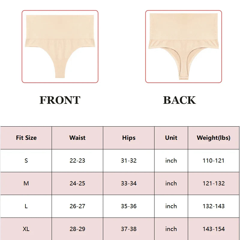 FINETOO High Waist Butt Lifter Thong Panties – Sexy Tummy Control, Belly Shaping Cincher, Slimming Shapewear for Women