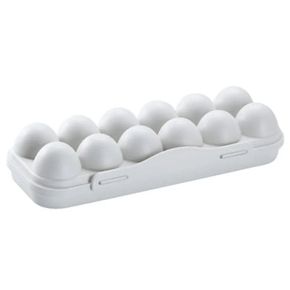 12 Grid Egg Holder Tray - Portable Plastic Egg Storage Container with Protective Case for Refrigerator, Camping & Travel