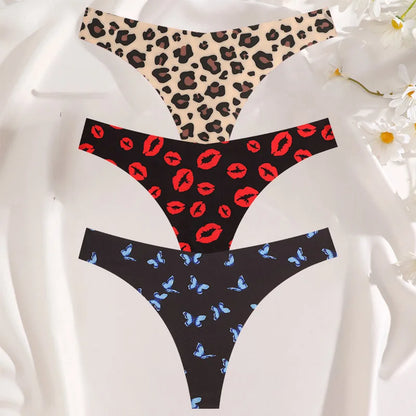 3PCS Women’s Sexy G-String Set - Colorful Seamless Bikini T-Back Low Waist Lingerie Underwear