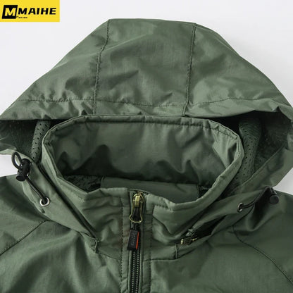 Men’s Outdoor Hiking Jacket - Breathable Waterproof Windbreaker for Camping, Trekking and Travel