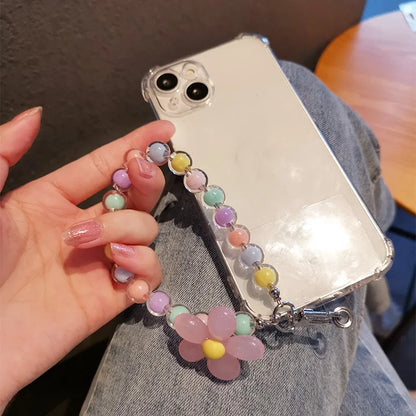 Phone Anti-Lost Lanyard - Colorful Macaron Round Bead Pendant, Women's Handheld Wrist Chain for Mobile Phones