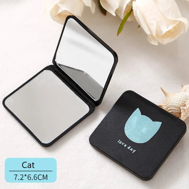 Foldable Mini Square Makeup Mirror - Double-Sided Compact Pocket Vanity Mirror