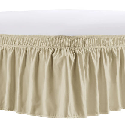 Elastic Wrap-Around Bed Skirt – Wrinkle, Fade & Shrink Resistant Dust Ruffle Easy-Fit Bedding Cover for Adjustable Beds