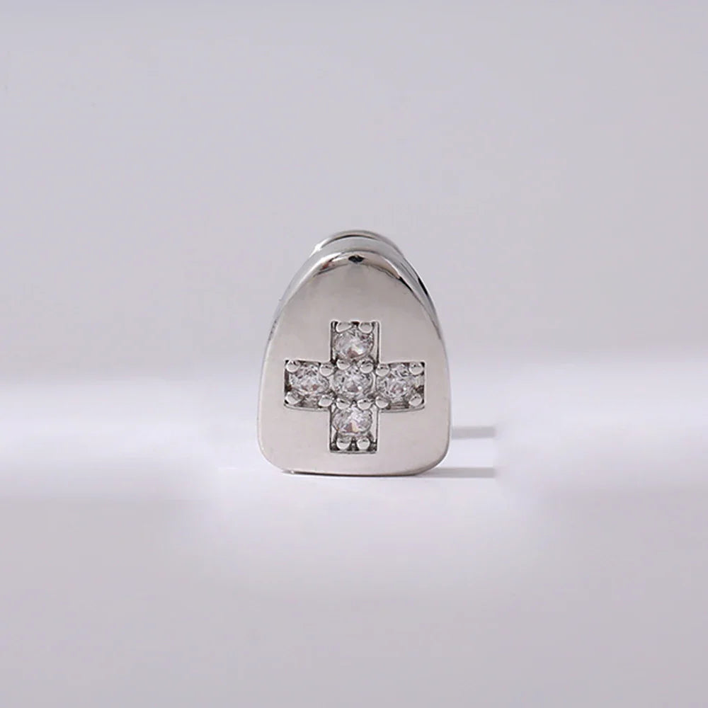 Full Zircon Inlaid Teeth Decoration – Hip Hop Style Single Teeth for Men & Women, Perfect for Dating & Party Wear