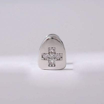 Full Zircon Inlaid Teeth Decoration – Hip Hop Style Single Teeth for Men & Women, Perfect for Dating & Party Wear