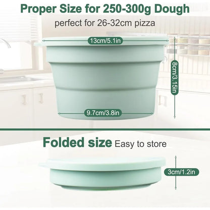 Silicone Pizza Dough Box with Lid - Foldable Non-Stick Bread Fermentation & Storage Container