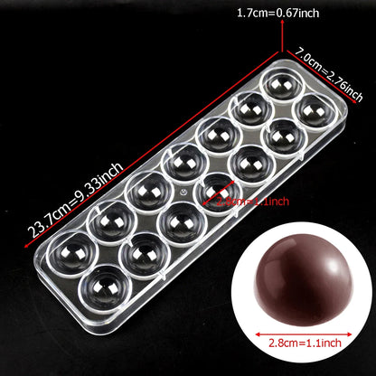 3D Polycarbonate Chocolate Mold - Sphere Diamond Chocolate Bomb & Bonbon Baking Mold for Professional Candy Making