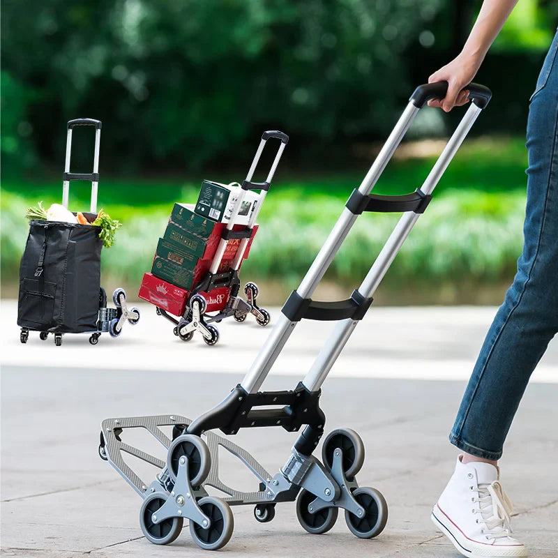 GIANXI Folding Shopping Cart with Wheels – Portable Aluminum Alloy Trolley for Outdoor & Stair Climbing