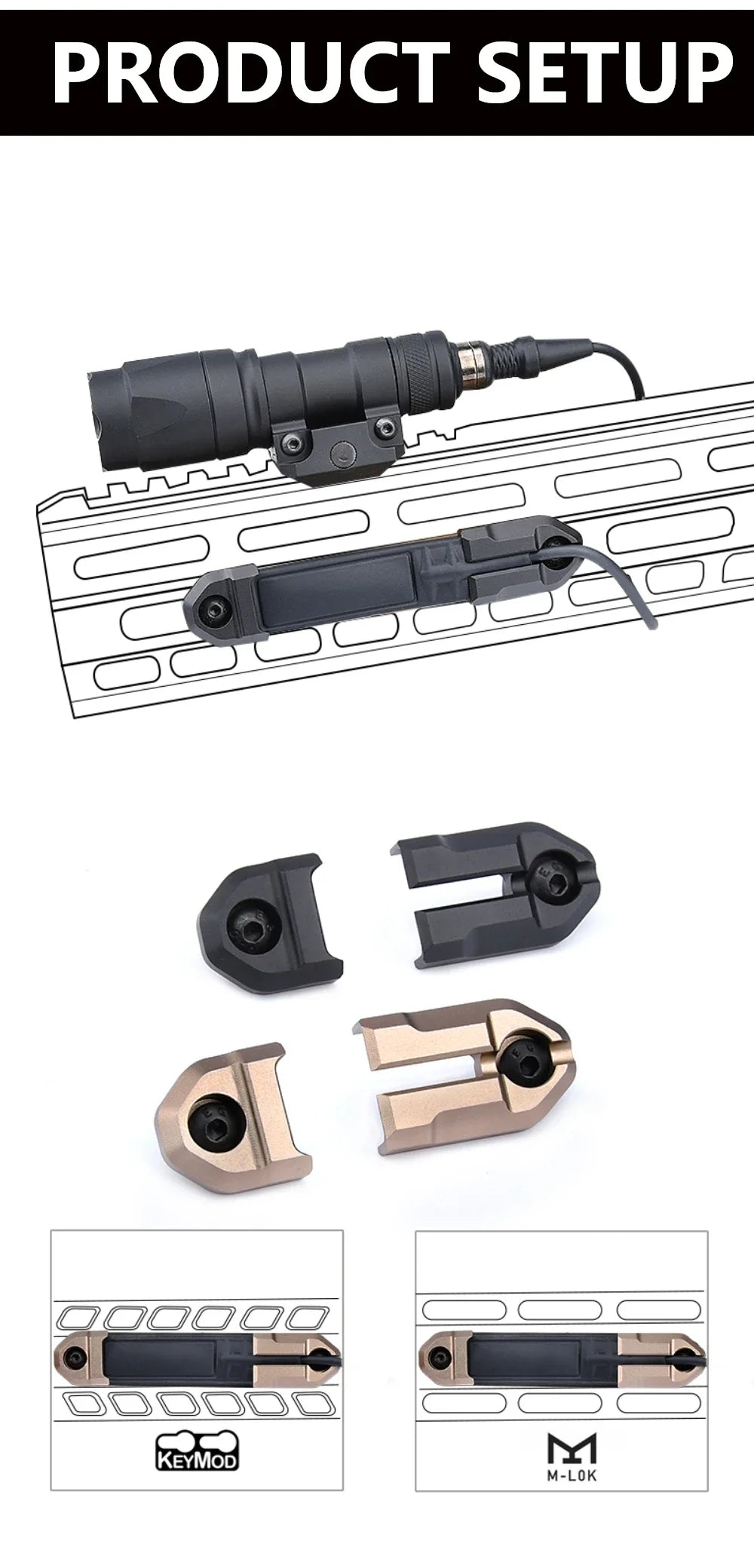 Surefire M600/M300 Scout Light Remote Pressure Switch & MLOK/Keymod Rail Mount Accessories