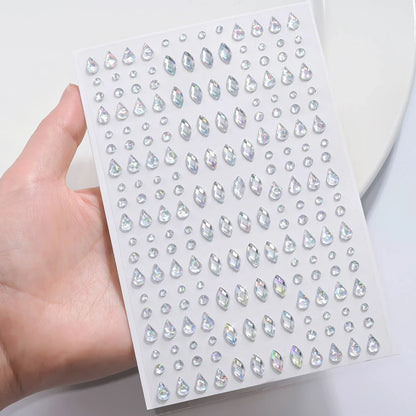 3D Holographic Teardrop Rhinestone Stickers - Self-Adhesive Crystal Diamond Face, Eye & Hair Decoration Tattoos