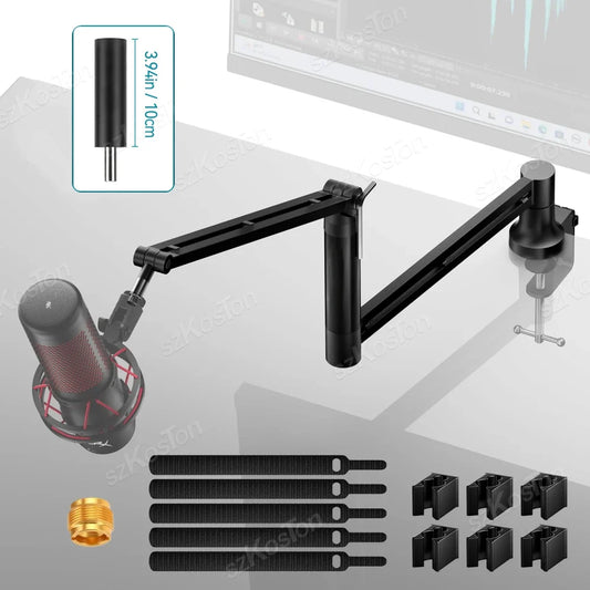 Adjustable Microphone Boom Arm - Low Profile Mic Stand with Cable Management for Gaming, Streaming & Podcast Microphones