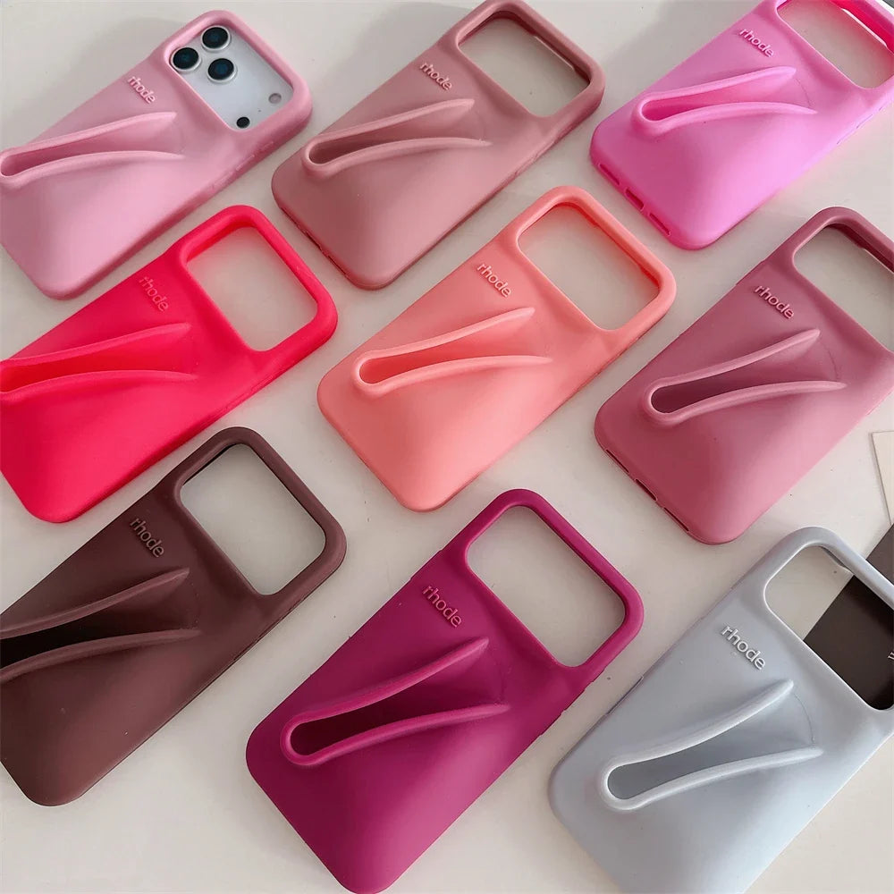 Gray Toast Ribbon iPhone Case - Rhode Style Silicone Cover for iPhone 17 Pro Max Air 16 15 14 13 12 Plus