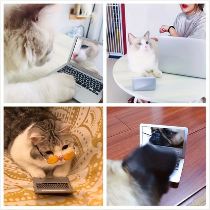 Mini Computer-Shaped Makeup Mirror - Portable Folding Pocket Mirror for Travel & Daily Touch-Ups