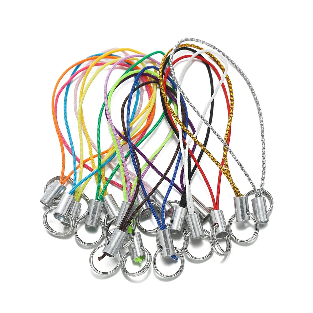 20/50pcs Polyester Lanyard Cord - Double Jump Ring Rope for Keychains, Phone Straps, DIY Crafts & Jewelry Making