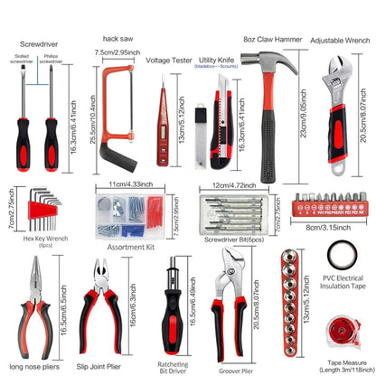 STOENGO Household Tool Kit Set - 19/43/108PCS DIY Hand Tools with Hammer, Screwdriver, Saw & Wrench
