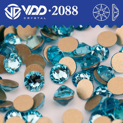 VDD Non Hot Fix Crystal Nail Art Rhinestones - 2088 Flower Flatback Gems for DIY Nail Decorations