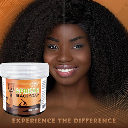 GZE African Black Soap 3 in 1 Cleanser – Face, Hair & Body Wash, Deeply Cleanses & Moisturizes with Natural Ingredients