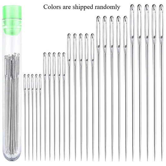 25Pcs Large Eye Stitching Sewing Needles Set – Stainless Steel Hand Sewing Tools for Leather, Yarn, Knitting & DIY Crafting Projects