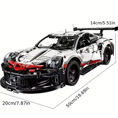 911RSR 1580PCS RC Racing Car Building Set – Technical Model with LED Lights, MOC Bricks Adult Toy Gift
