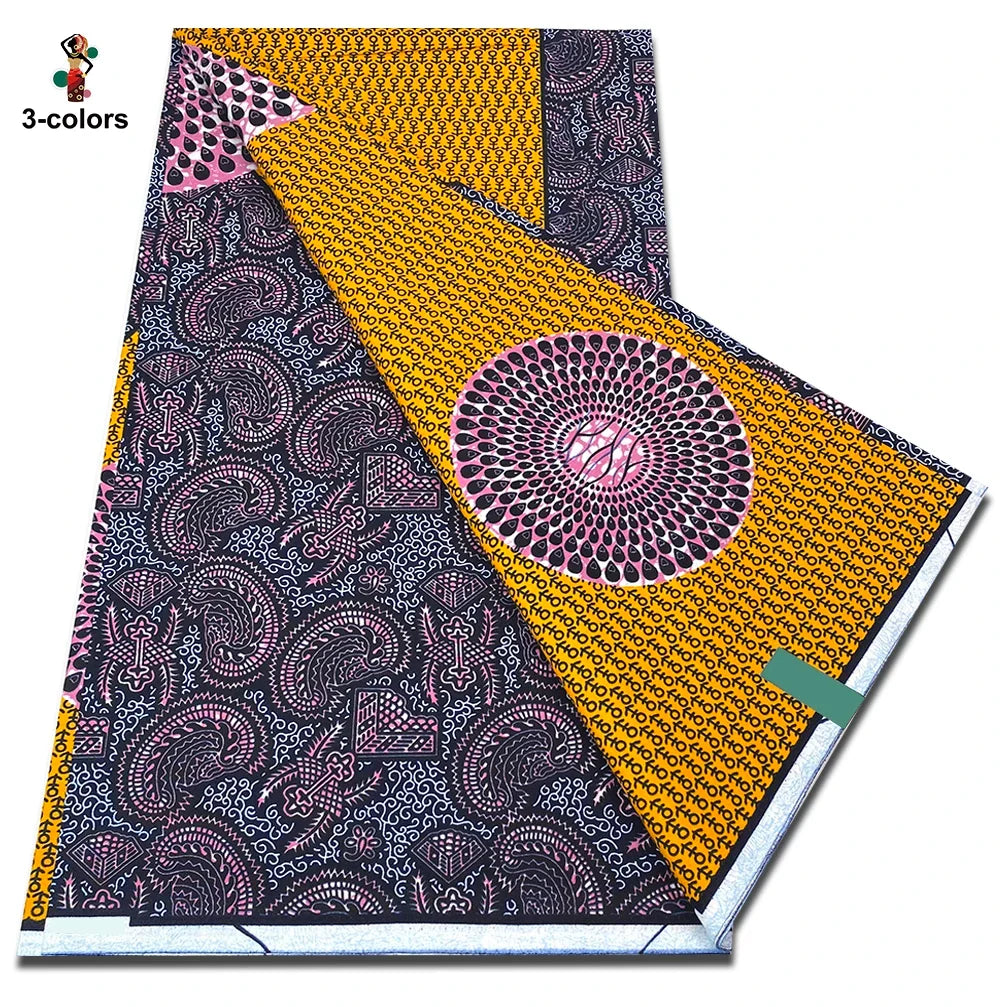 African Real Wax Print Fabric - 100% Cotton Soft Ankara Pagne Material for Dresses