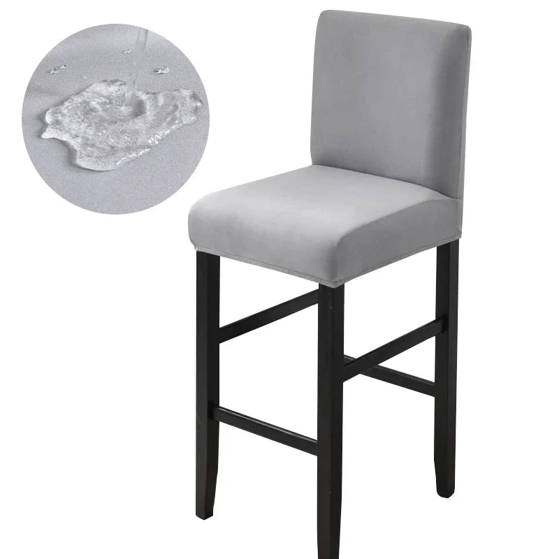 Waterproof Bar Stool Covers - Stretch Short Back Chair Protector Covers for Kitchen Dining Room Cafe Counter Height Seats