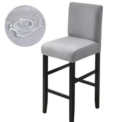 Waterproof Bar Stool Covers - Stretch Short Back Chair Protector Covers for Kitchen Dining Room Cafe Counter Height Seats