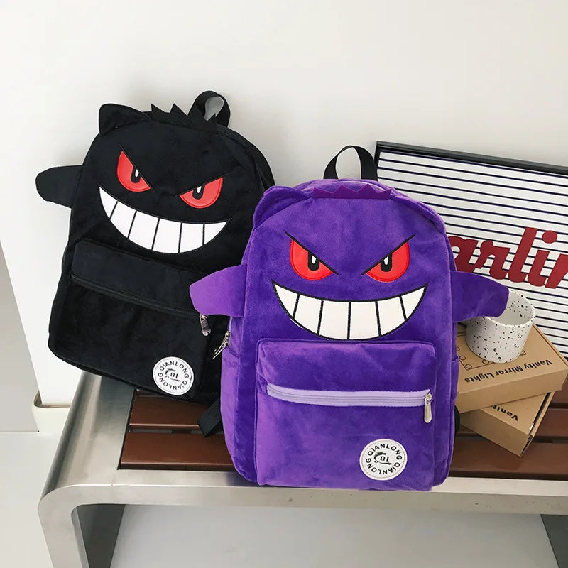 MINISO Switch Pokémon Plush Backpack | Cute Cartoon Schoolbag, Large Capacity for Students & Casual Use