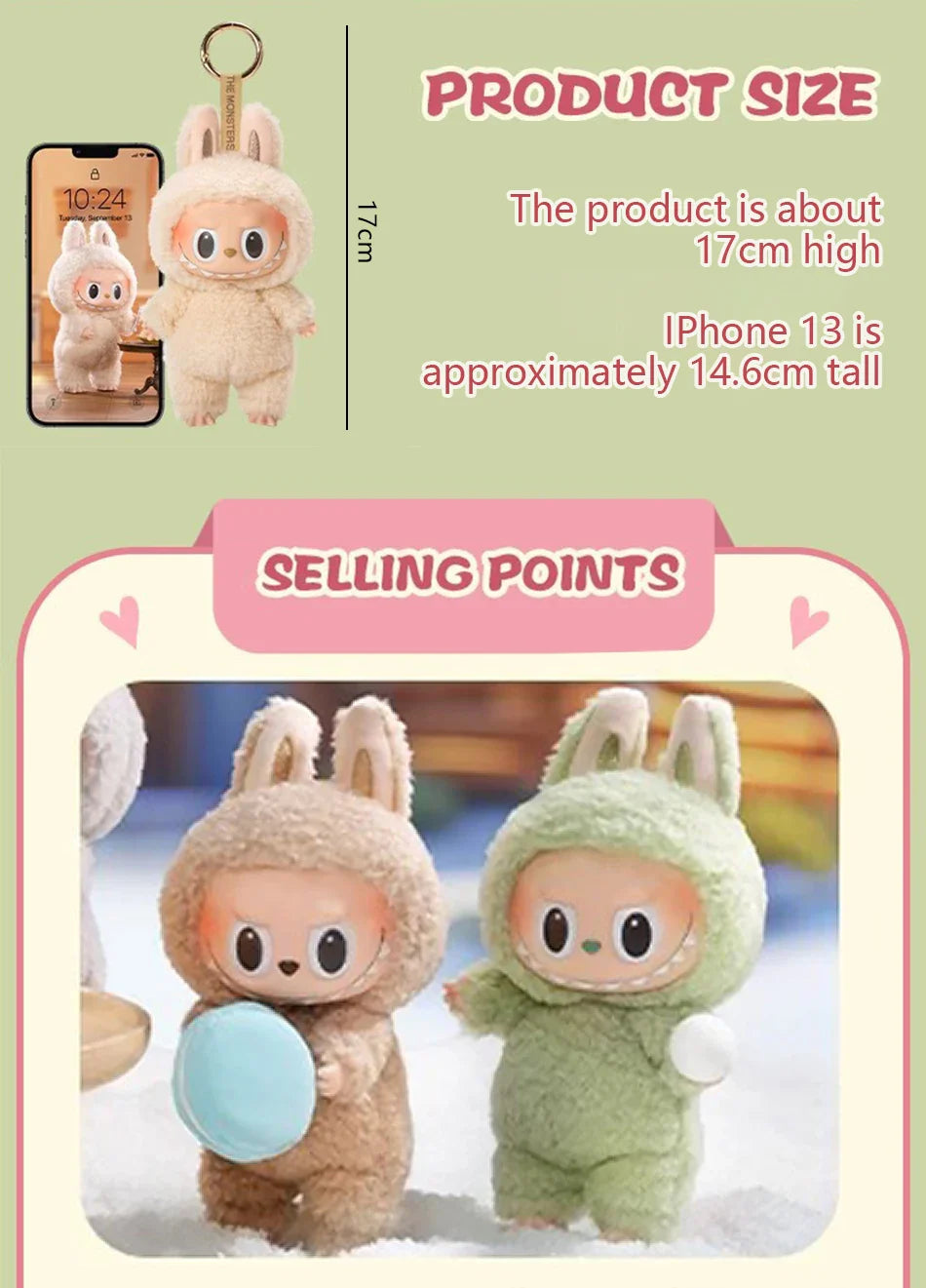 High-Quality Cute Labubu The Monsters Box Toy – Cardiac Macarone Kawaii Figure Model Bag, 1:1 Replica Gift