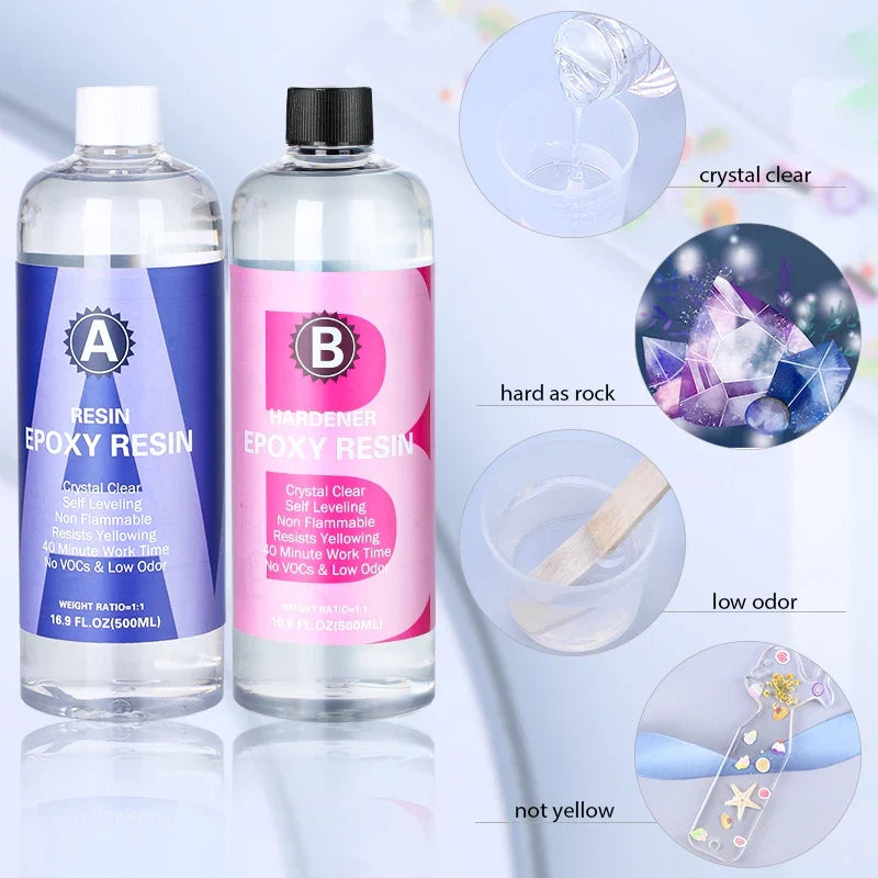 1:1 Crystal Clear Epoxy Resin Kit - High Gloss Bubble Free Art Resin for DIY Casting Coating & Jewelry Making