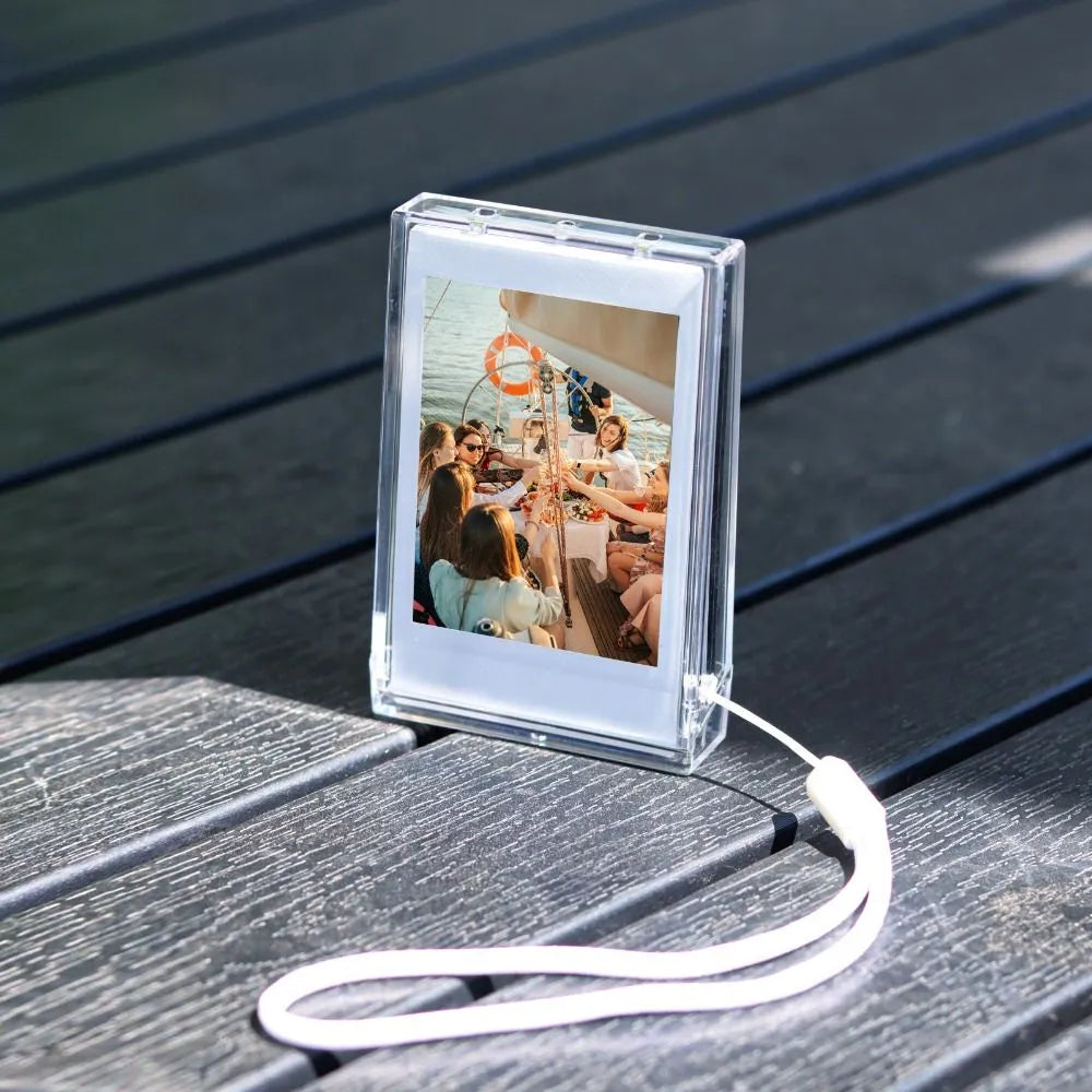 3-Inch Film Clear Photo Storage Box - Instant Camera Photo Case for Fujifilm Instax Mini 12/11/9/8/7 with Strap