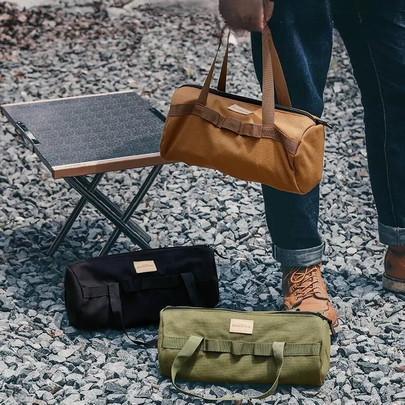 Cylinder Handheld Storage Bag – Large Capacity Thickened Camping Tent Peg and Tool Organizer Bag