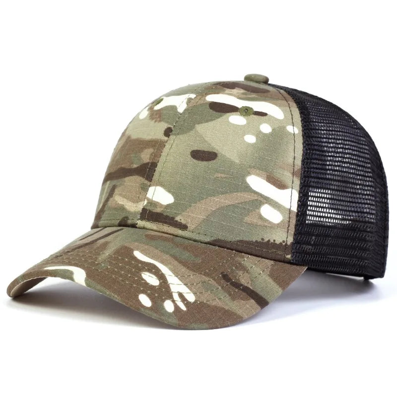 Camouflage Mesh Baseball Cap - Adjustable Outdoor Sun Hat for Men & Women